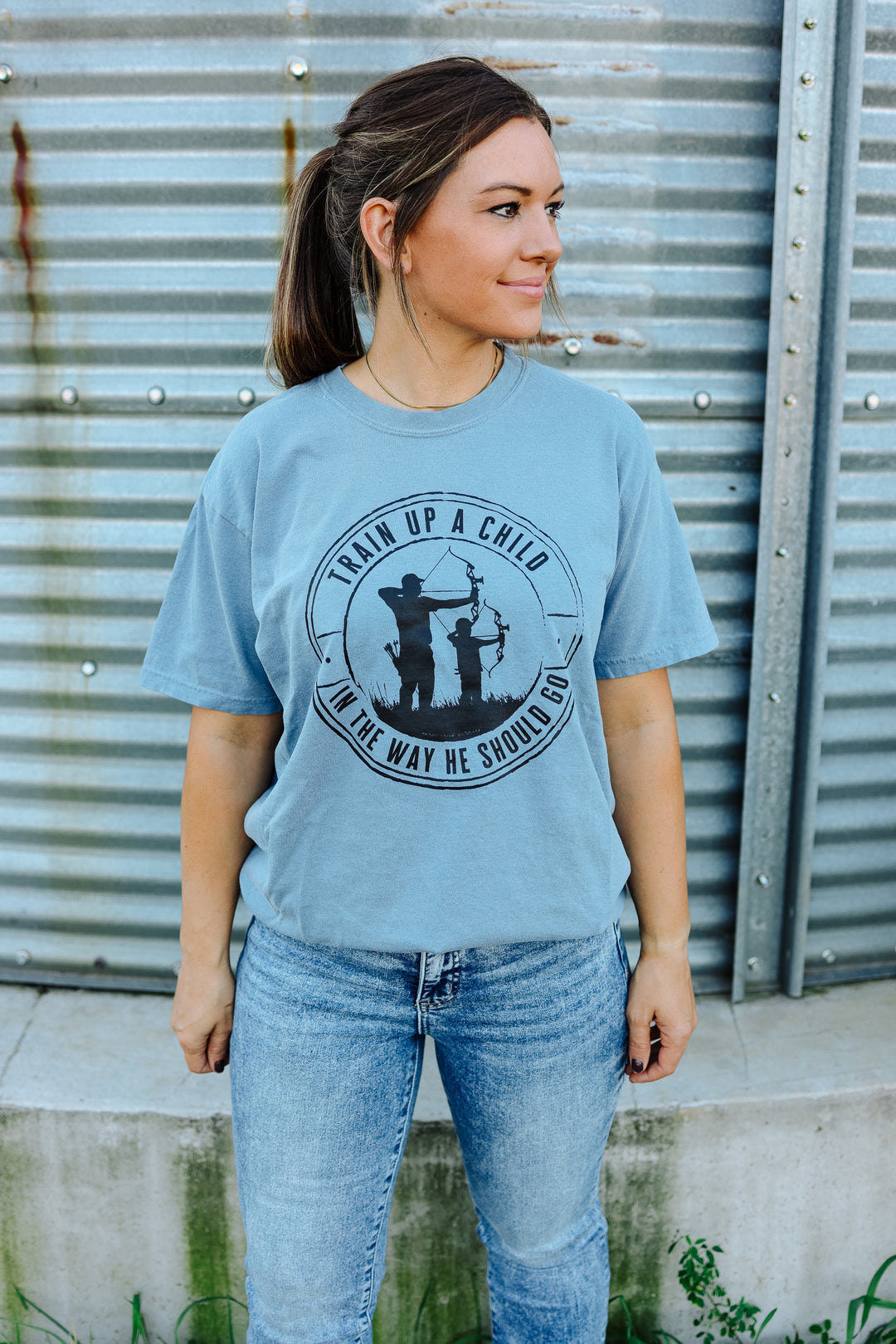 'Train Up A Child' Blue Jean T-Shirt