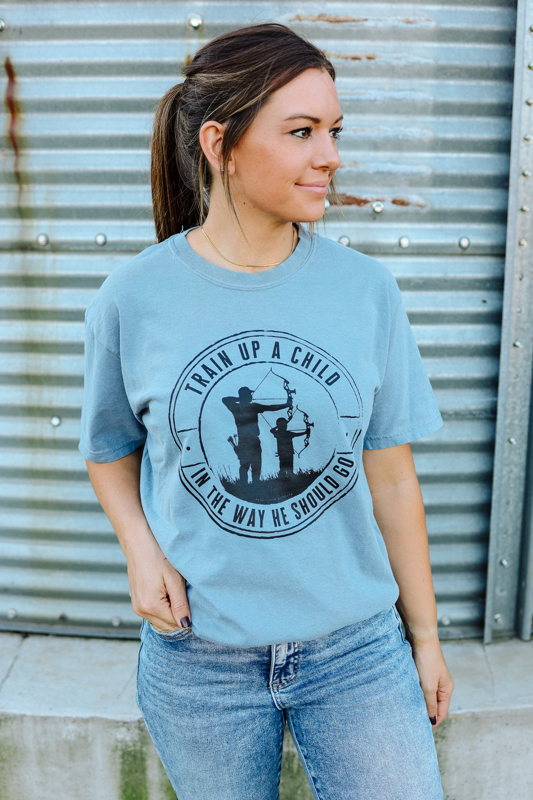 'Train Up A Child' Blue Jean T-Shirt