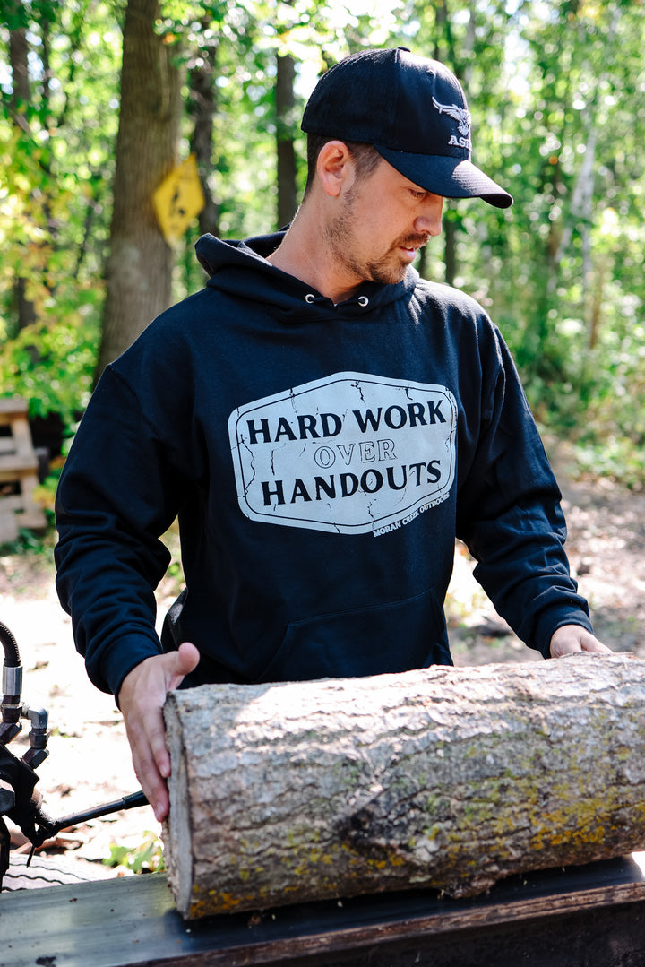 'Hard Work Over Handouts' Black Hooded Sweatshirt