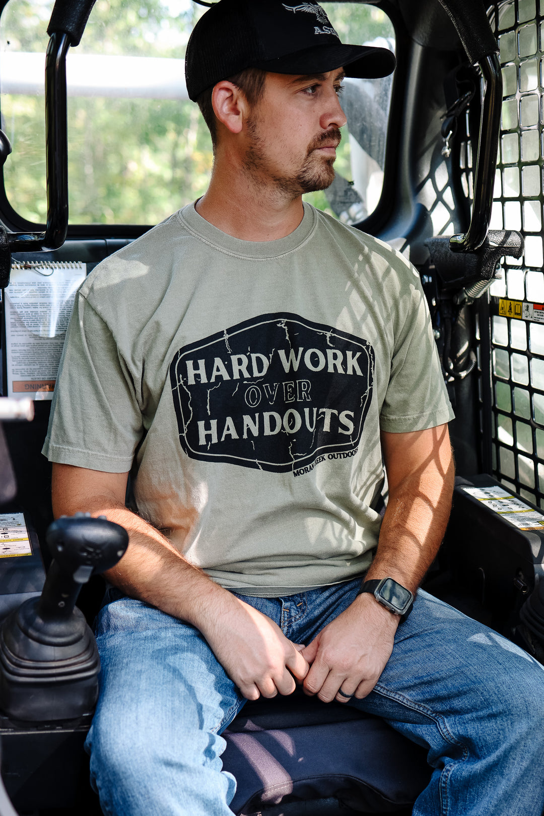 'Hard Work Over Handouts' Khaki T-Shirt