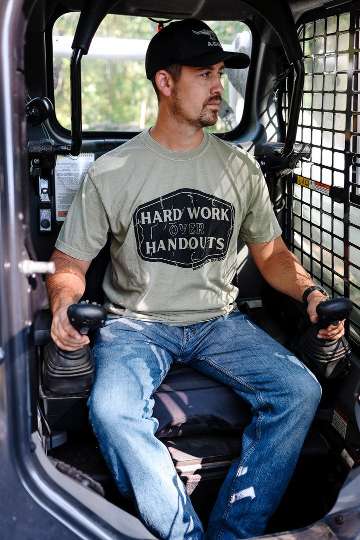 'Hard Work Over Handouts' Khaki T-Shirt