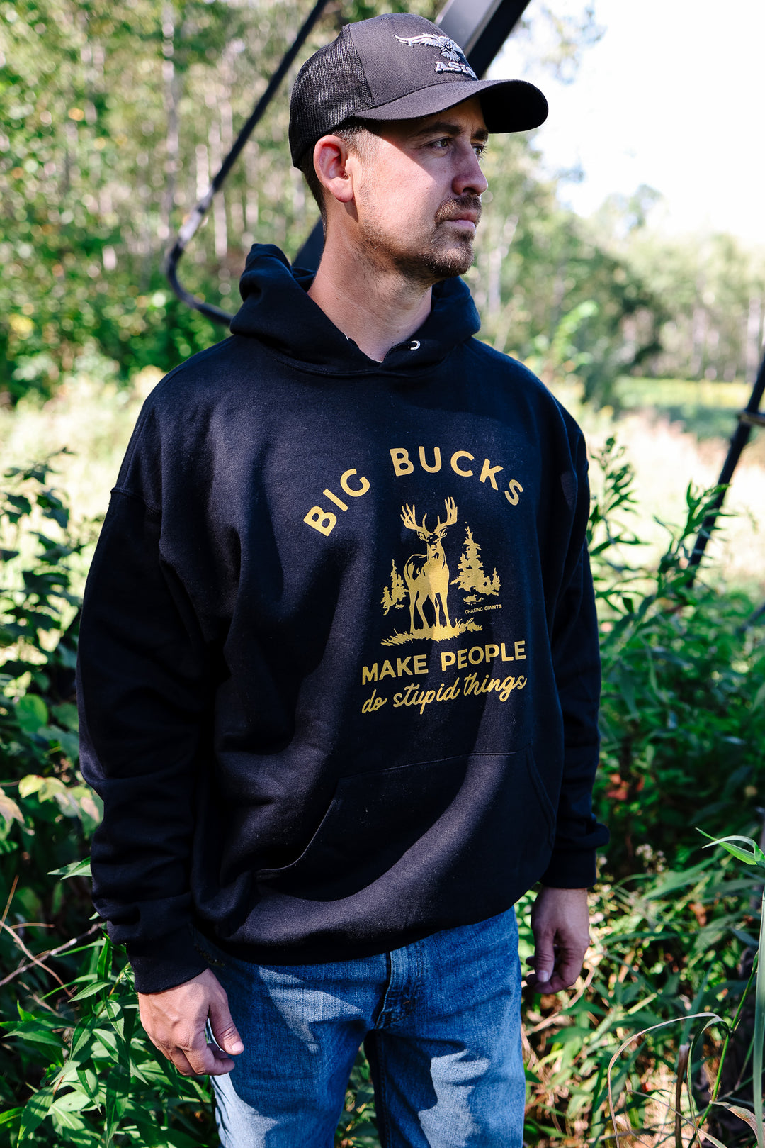 'Big Bucks' Black Hooded Sweatshirt