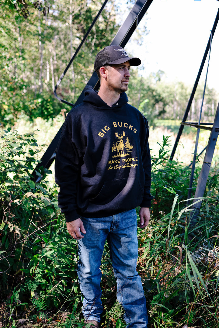 'Big Bucks' Black Hooded Sweatshirt