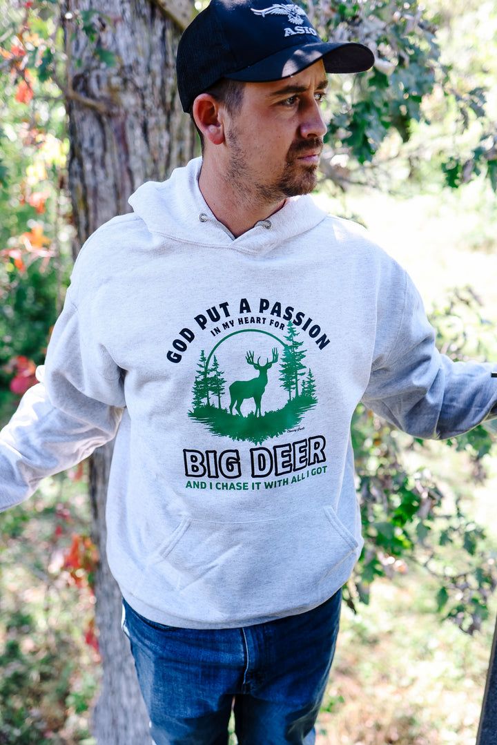 'God Put A Passion' Oatmeal Heather Hooded Sweatshirt