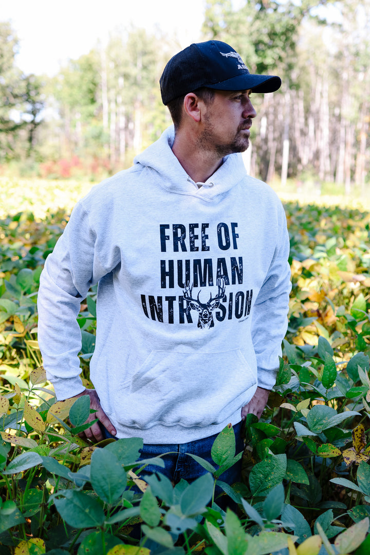 'Free of Human Intrusion' Ash Grey Hooded Sweatshirt