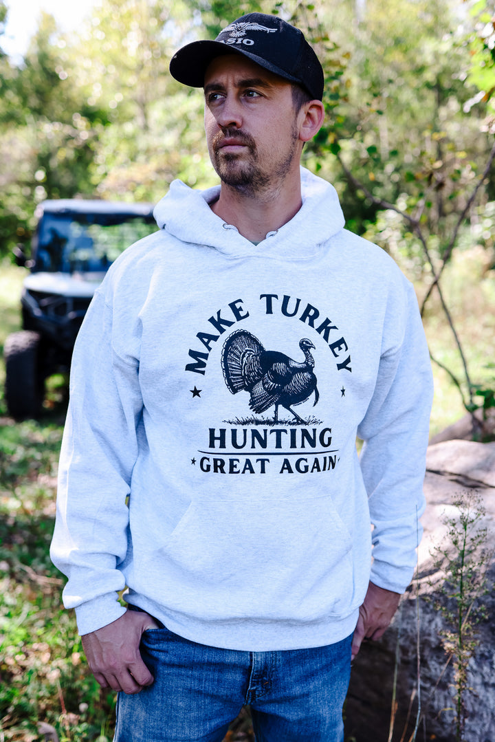 'Make Turkey Hunting Great Again' Ash Grey Hooded Sweatshirt