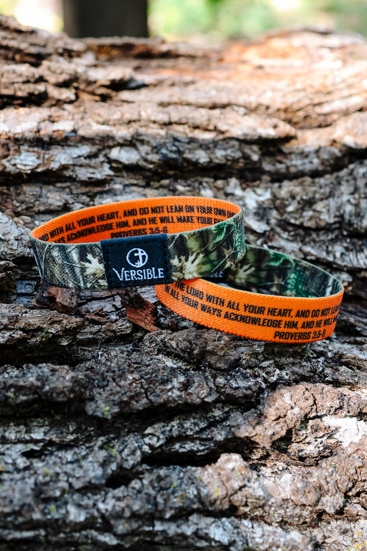 Forest Camo Wristband - Proverbs 3:5-6 - Youth & Adult