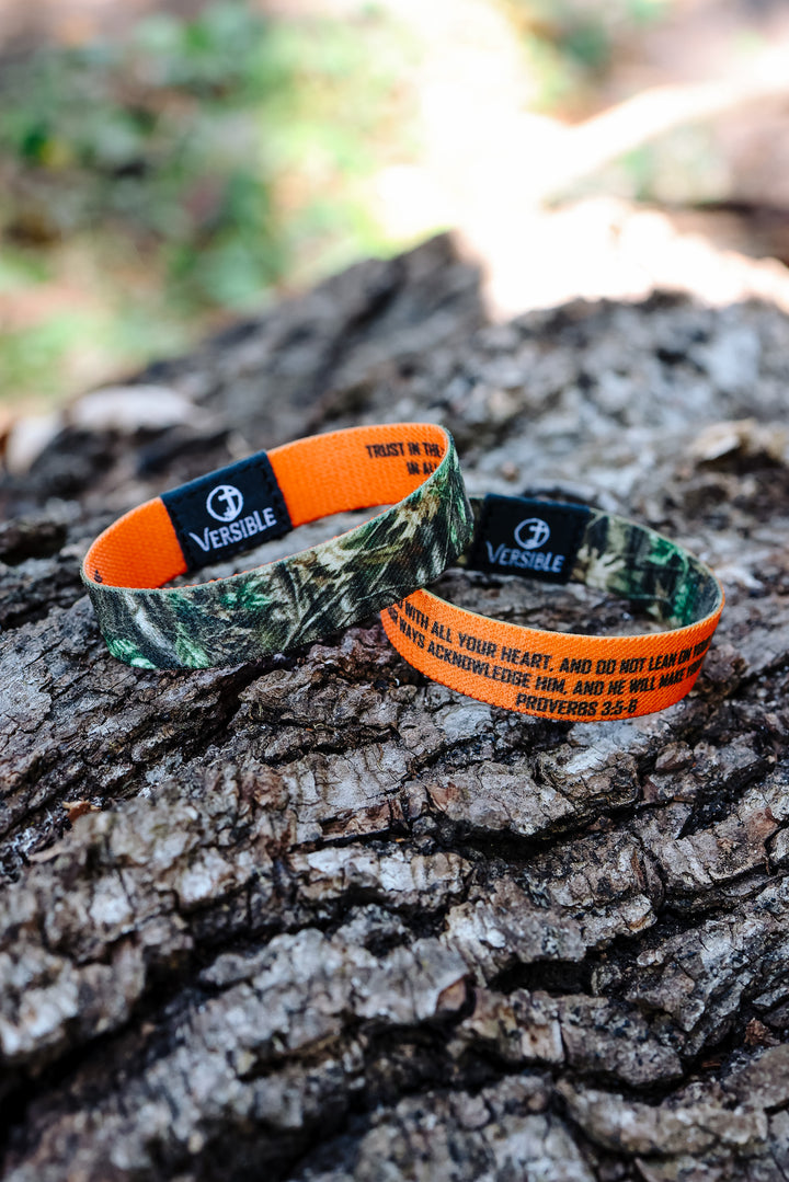 Forest Camo Wristband - Proverbs 3:5-6 - Youth & Adult