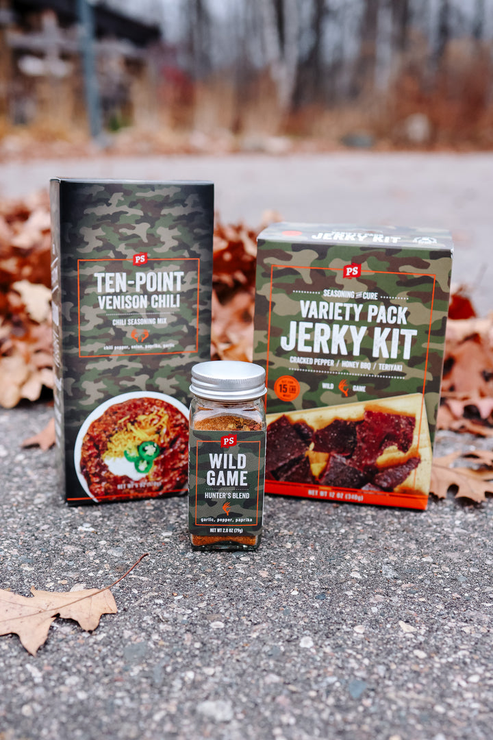 Hunter's Harvest Pack - Venison Chili Mix, Jerky Kit, & Seasoning