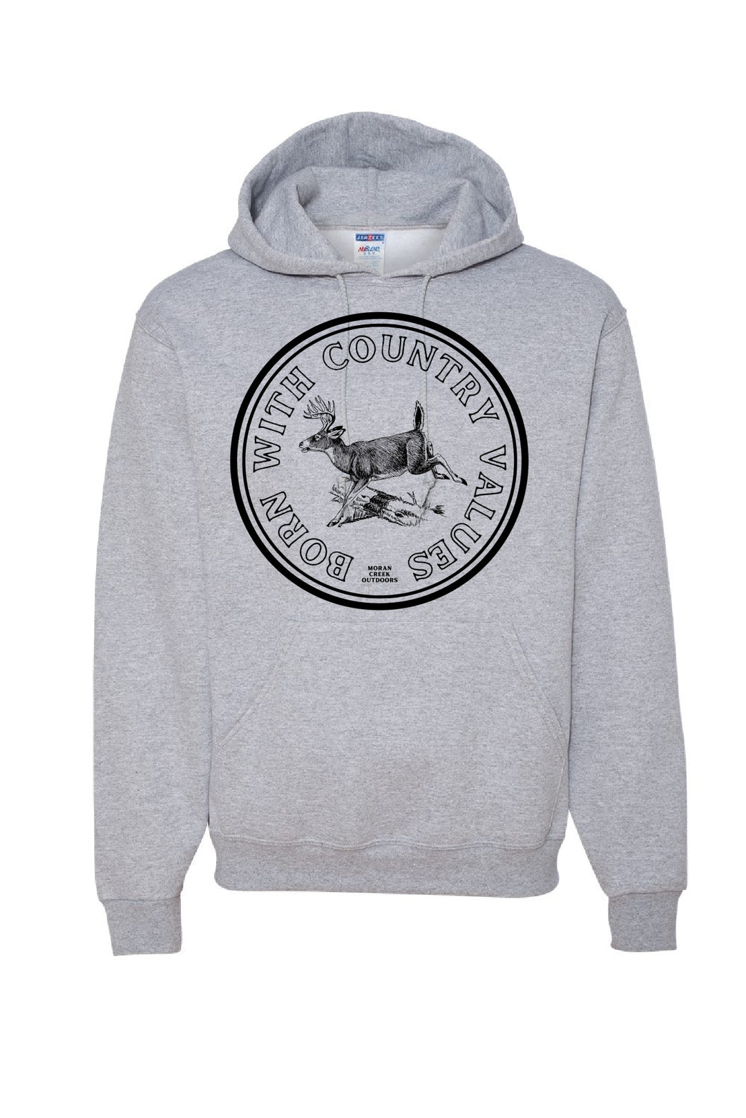 'Born With Country Values' Ash Grey Hooded Sweatshirt