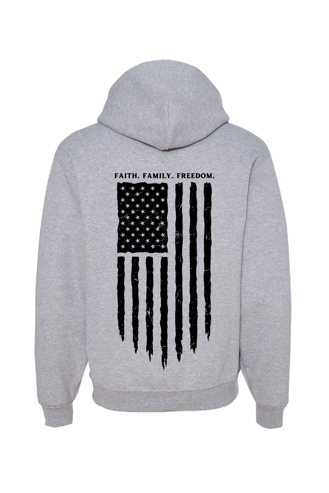 'FAITH. FAMILY. FREEDOM.' Ash Grey Hooded Sweatshirt