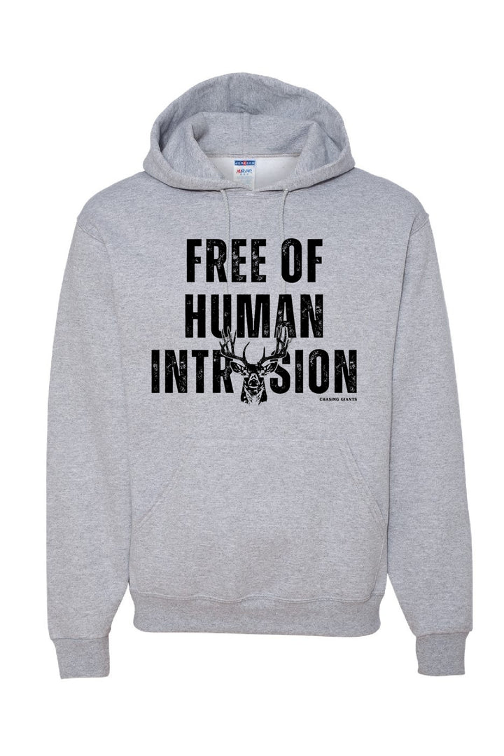 'Free of Human Intrusion' Ash Grey Hooded Sweatshirt