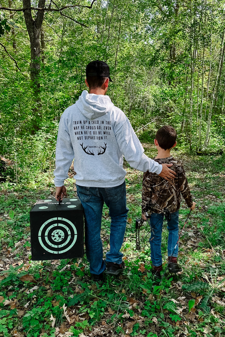 'Train Up A Child' Ash Grey Hooded Sweatshirt